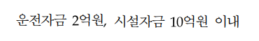 혁신형 한도 운전자금 2억원 시설자금 10억원 이내