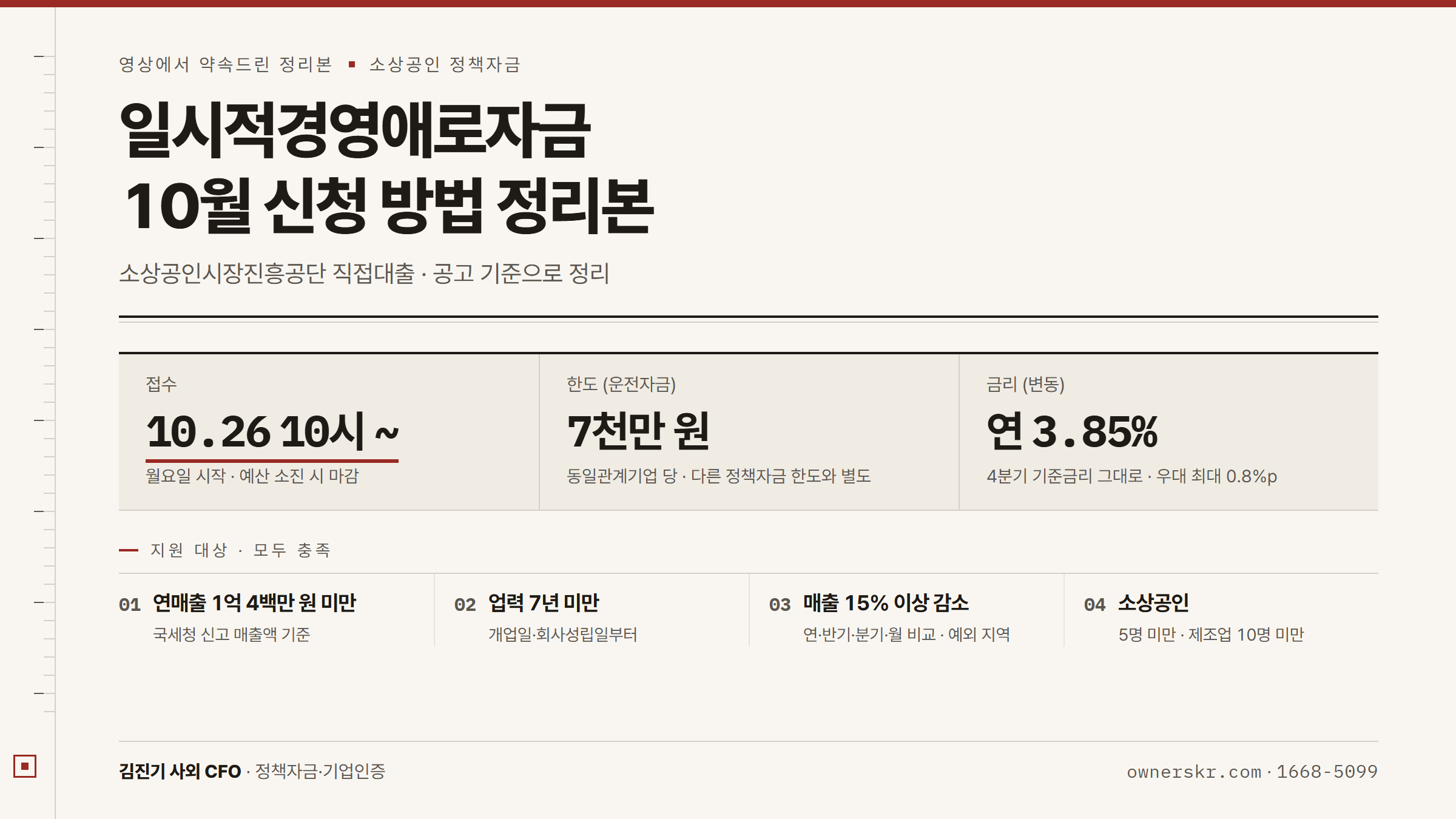 일시적경영애로자금 10월 신청 방법 정리본